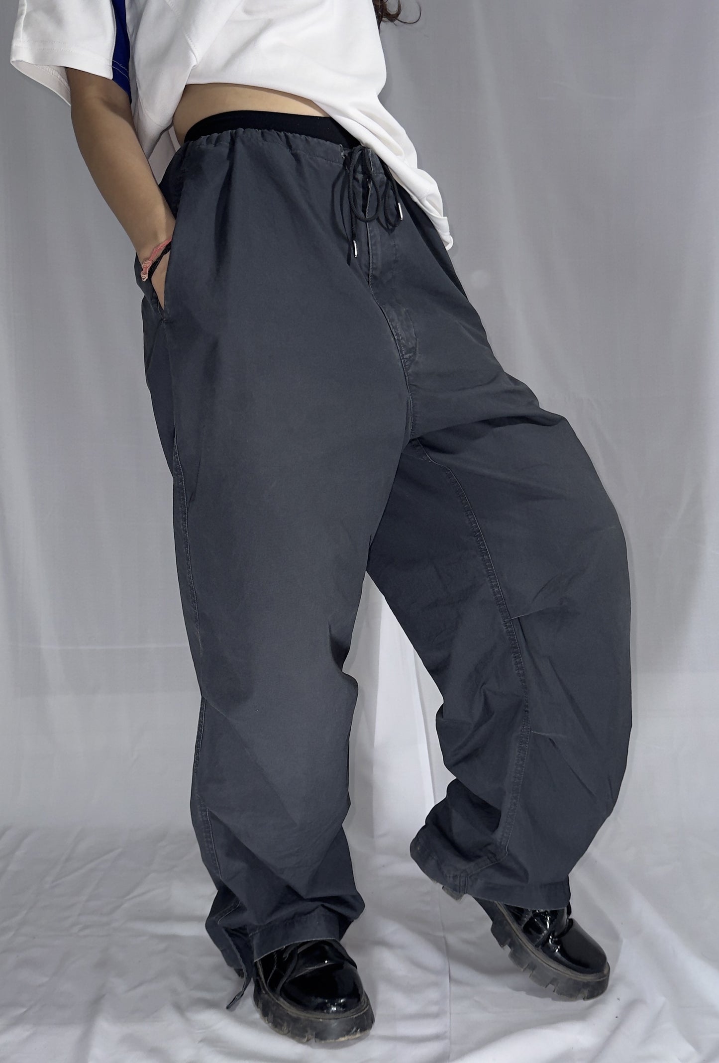 DARK GREY CARGO IS AVAILABLE FROM UNI QLO IN ELASTIC SIZE