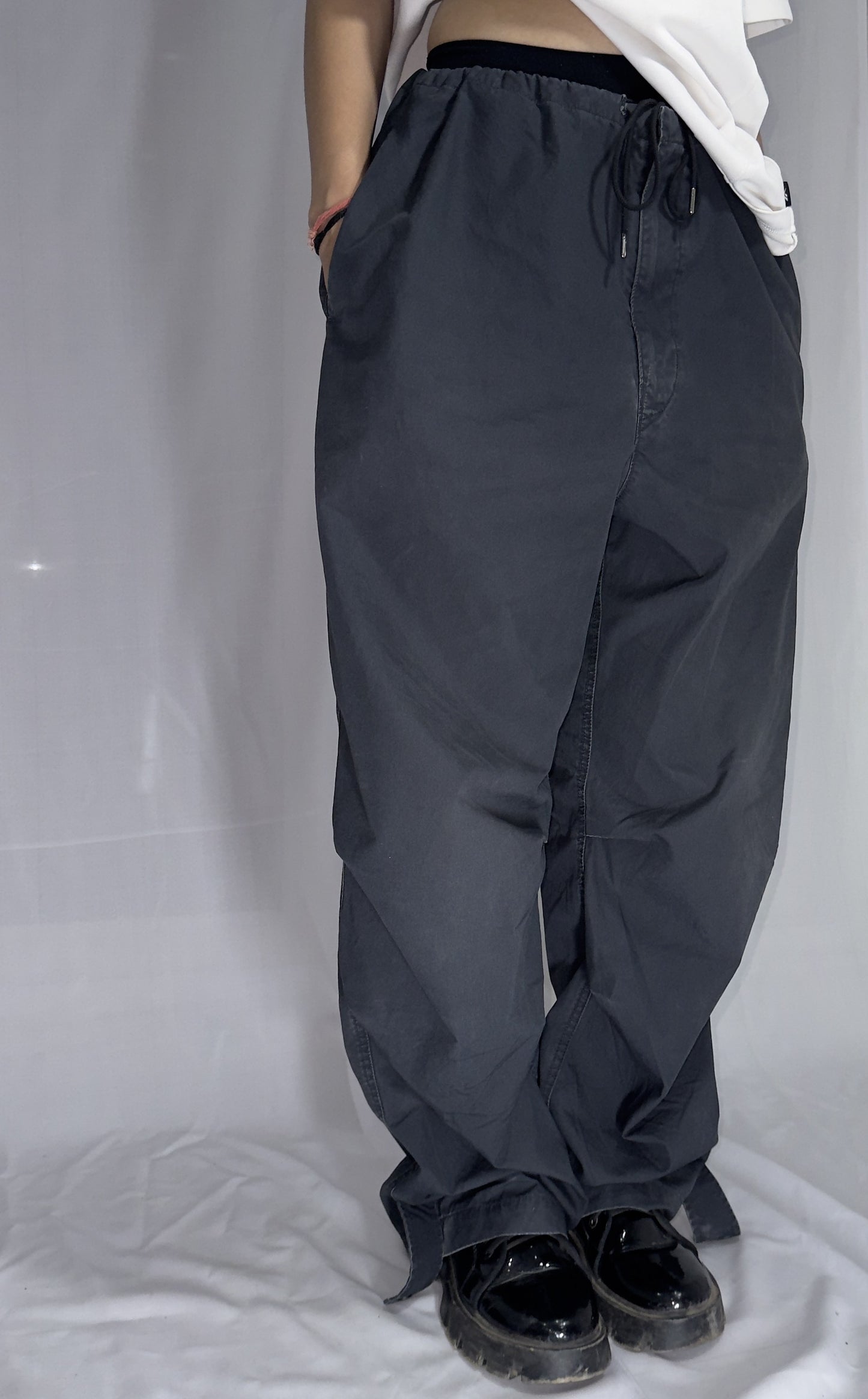 DARK GREY CARGO IS AVAILABLE FROM UNI QLO IN ELASTIC SIZE
